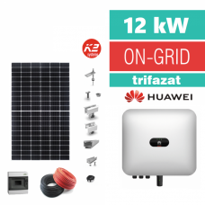 Kit complet sistem fotovoltaic ON-GRID, invertor 12 kW, trifazat